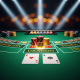 Dynamic overhead view of a Dragon Tiger live casino table with cards dealt to Dragon and Tiger spots, highlighting the betting interface and speed of play.